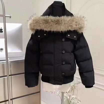 Hooded Fur Collar Warm Jacket