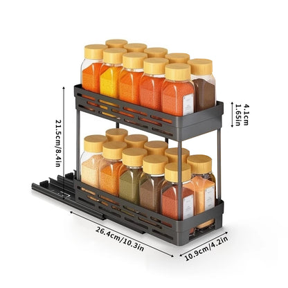 2-Tier Pull-Out Spice Rack Organizer