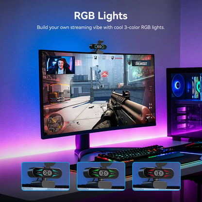 4K Dual-Lens USB Webcam with RGB Light