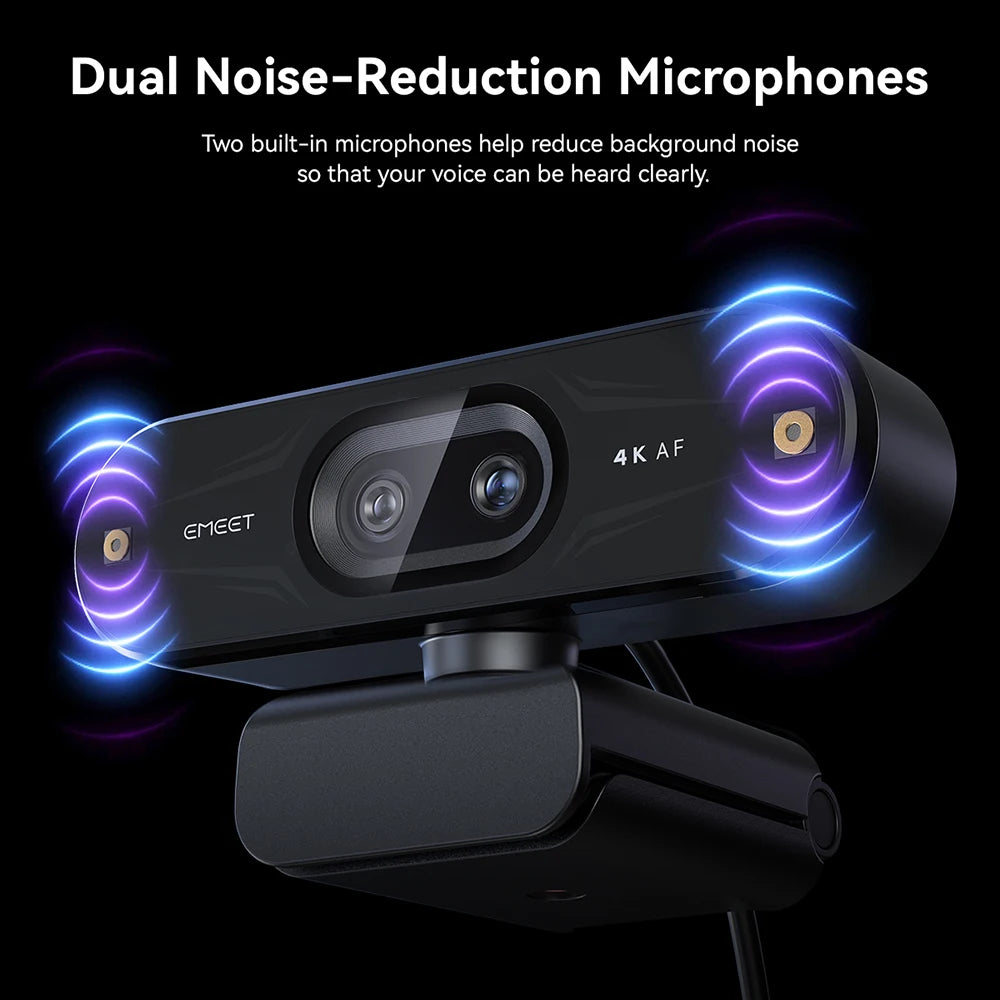 4K Dual-Lens USB Webcam with RGB Light