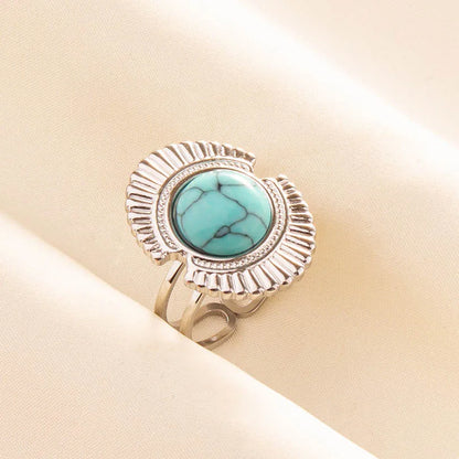 Bohemian Turquoise Gemstone Adjustable Ring for Women