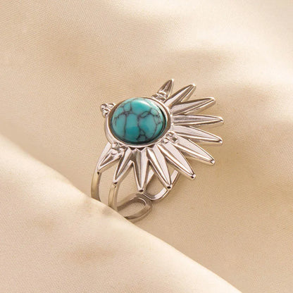 Bohemian Turquoise Gemstone Adjustable Ring for Women