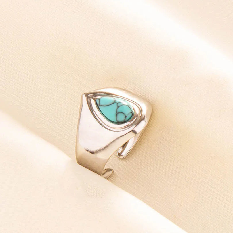 Bohemian Turquoise Gemstone Adjustable Ring for Women
