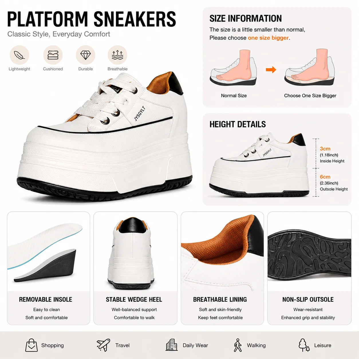 Premium Hidden Wedge Platform Sneakers