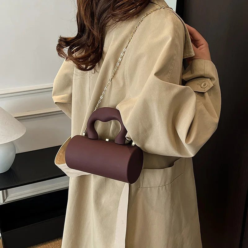 Cylinder Shape Evening Clutch Purses For Elegant Women 2026 Latest Luxury Designer Handbags Acrylic Chain Shoulder Crossbody Bag
