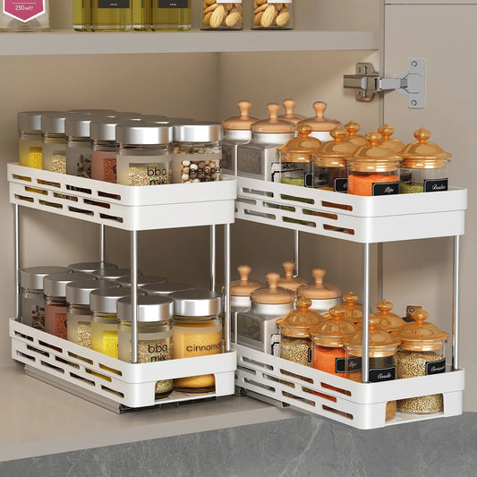 2-Tier Pull-Out Spice Rack Organizer