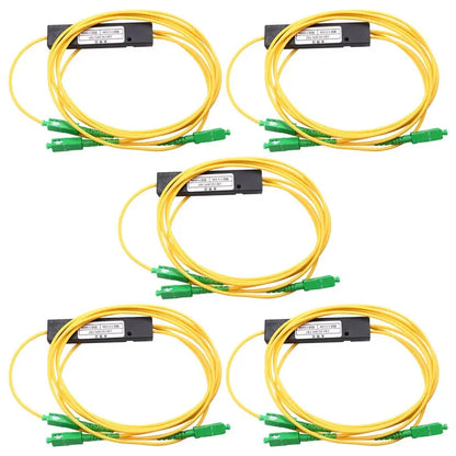 5-Pack SC/APC 1x2 Single Mode Fiber Optic Splitter with FBT Pigtail Adapter