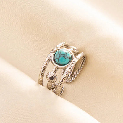 Bohemian Turquoise Gemstone Adjustable Ring for Women