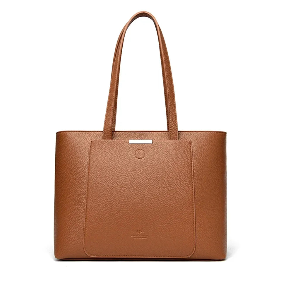 Genuine Brand Soft Pu Leather Hand Bags Big Handbags Women Shoulder Bags for Laptop Luxury Designer Tote Shopping Top Handle Bag