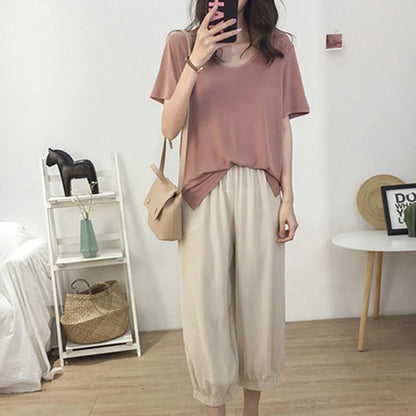 Solid Color Cotton Short Sleeve T-Shirt