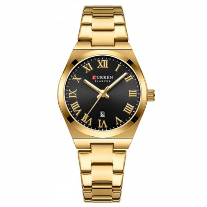 Luxury Stainless Steel Analog Quartz Wrist Watch with Date Display & Water Resistance