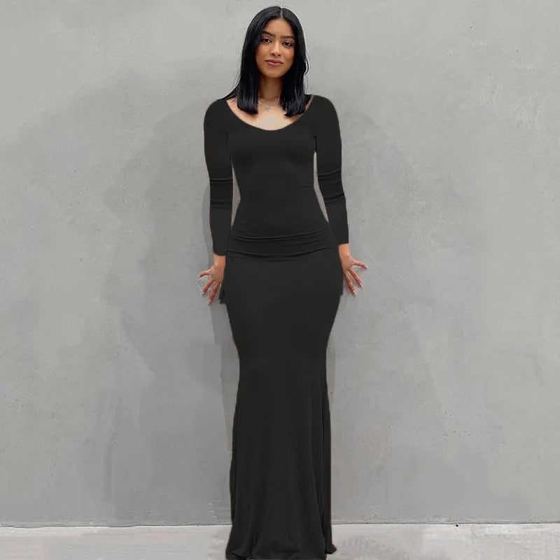 Sleeveless Spaghetti Strap Bodycon Trumpet Maxi Dress