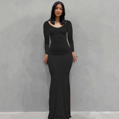 Sleeveless Spaghetti Strap Bodycon Trumpet Maxi Dress