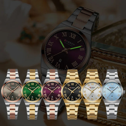 Luxury Stainless Steel Analog Quartz Wrist Watch with Date Display & Water Resistance