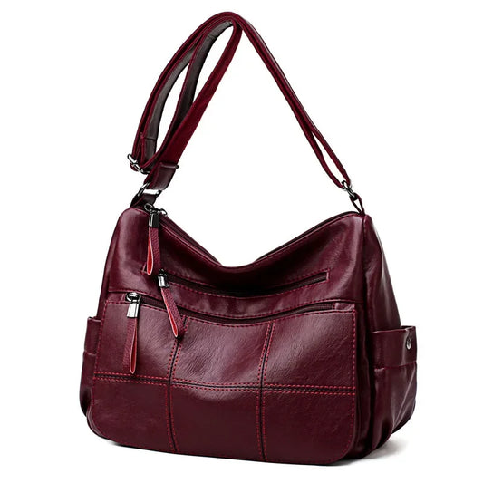 Dual Layer Genuine Leather Bucket Bag