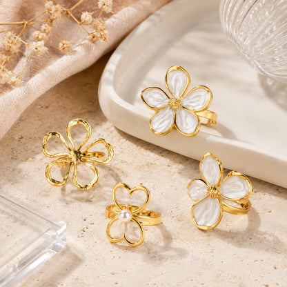18K Gold Plated Vintage Hollow Floral Statement Ring for Women