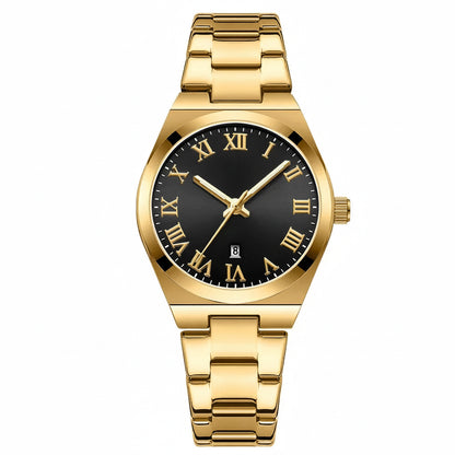 Luxury Stainless Steel Analog Quartz Wrist Watch with Date Display & Water Resistance