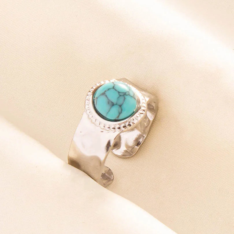 Bohemian Turquoise Gemstone Adjustable Ring for Women