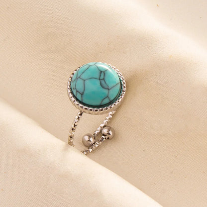 Bohemian Turquoise Gemstone Adjustable Ring for Women