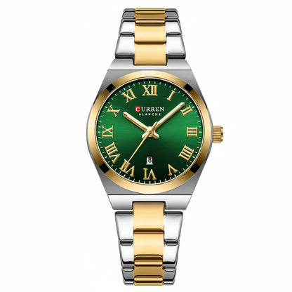 Luxury Stainless Steel Analog Quartz Wrist Watch with Date Display & Water Resistance