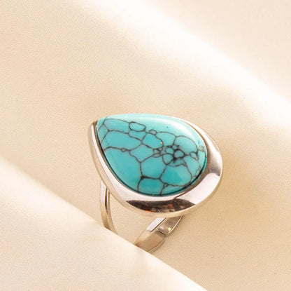 Bohemian Turquoise Gemstone Adjustable Ring for Women