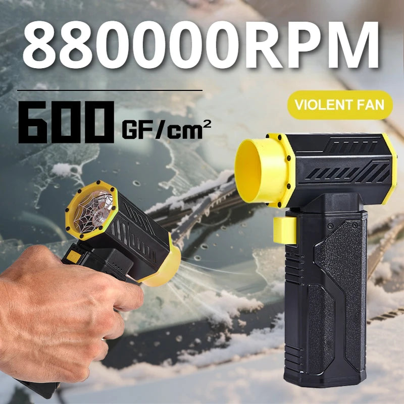 880000RPM Turbo Jet Blower with 10000mAh Battery, 70m/s Airflow for Car Drying, Dust Removal & Leaf Blowing
