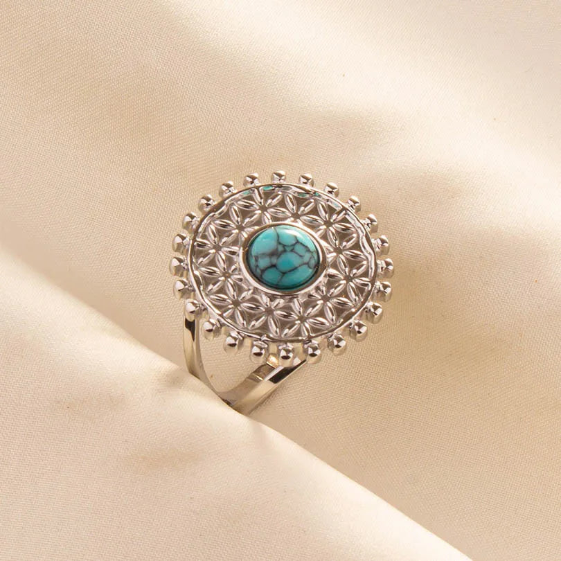 Bohemian Turquoise Gemstone Adjustable Ring for Women