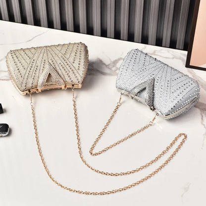 Silver Party Bag Diamond Wedding Inspired Designer Handbags for Women V Hasp Luxury Quality  Rhinestone Shoulder Crossbody Bags