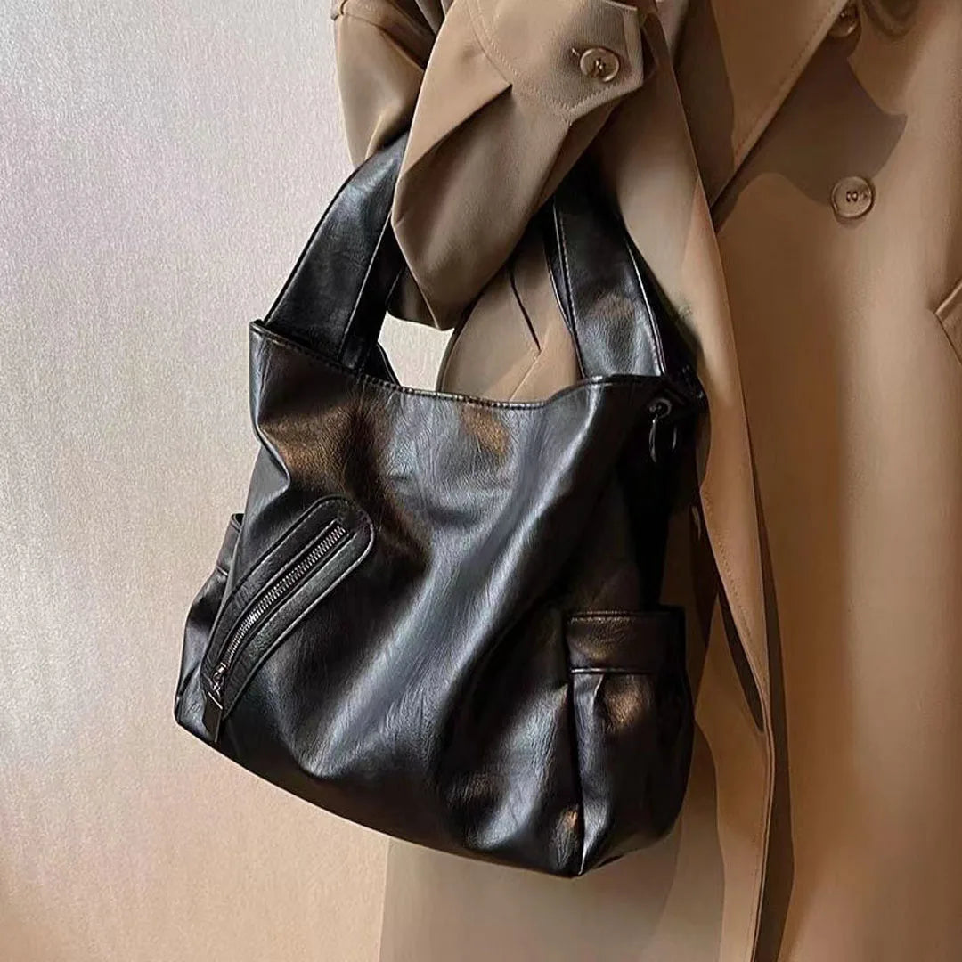 New Large Capacity Shoulder Bag for Women's Fashion Versatile Texture Elegant Temperament Handbag Advanced Sensory Qintuote Bag