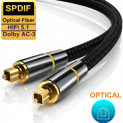 Digital Optical Toslink SPDIF Audio Cable for Soundbar, Amplifier, PS4 & Home Theater Systems