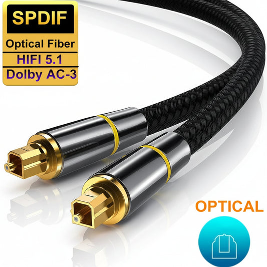 Digital Optical Toslink SPDIF Audio Cable for Soundbar, Amplifier, PS4 & Home Theater Systems