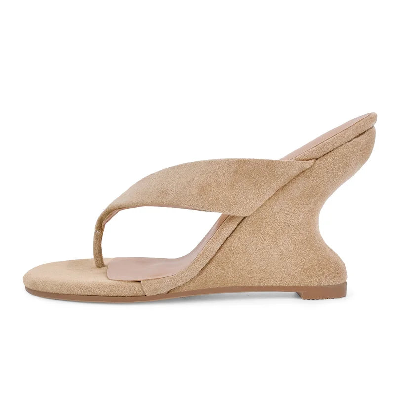 Open Toe Slip-On Wedge Mule Sandals