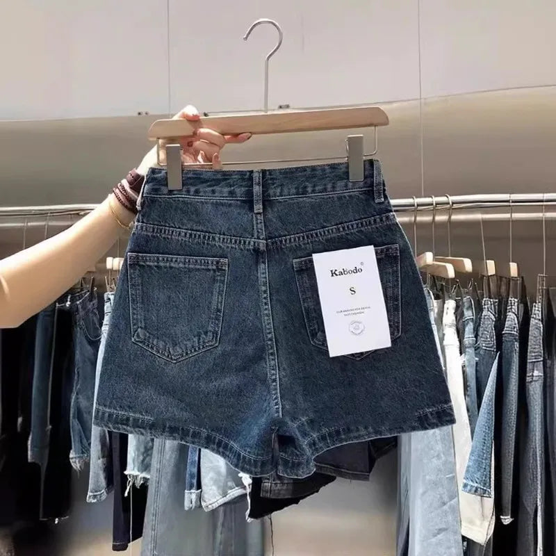 High Waist Straight Leg Denim Shorts