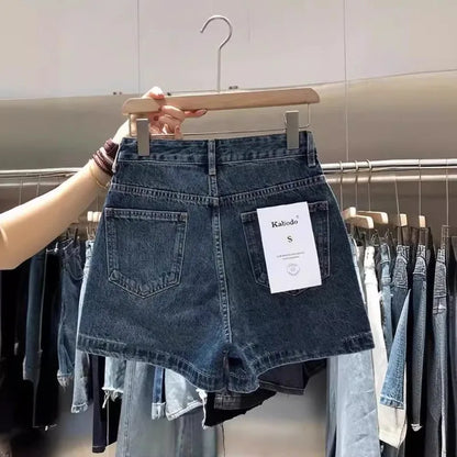 High Waist Straight Leg Denim Shorts