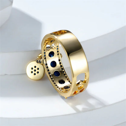 Vintage Gold Tone Royal Blue Stone Statement Ring for Women