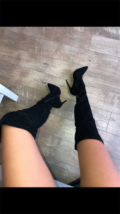Premium Stretch Over-the-Knee Pointed Toe High Heel Boots