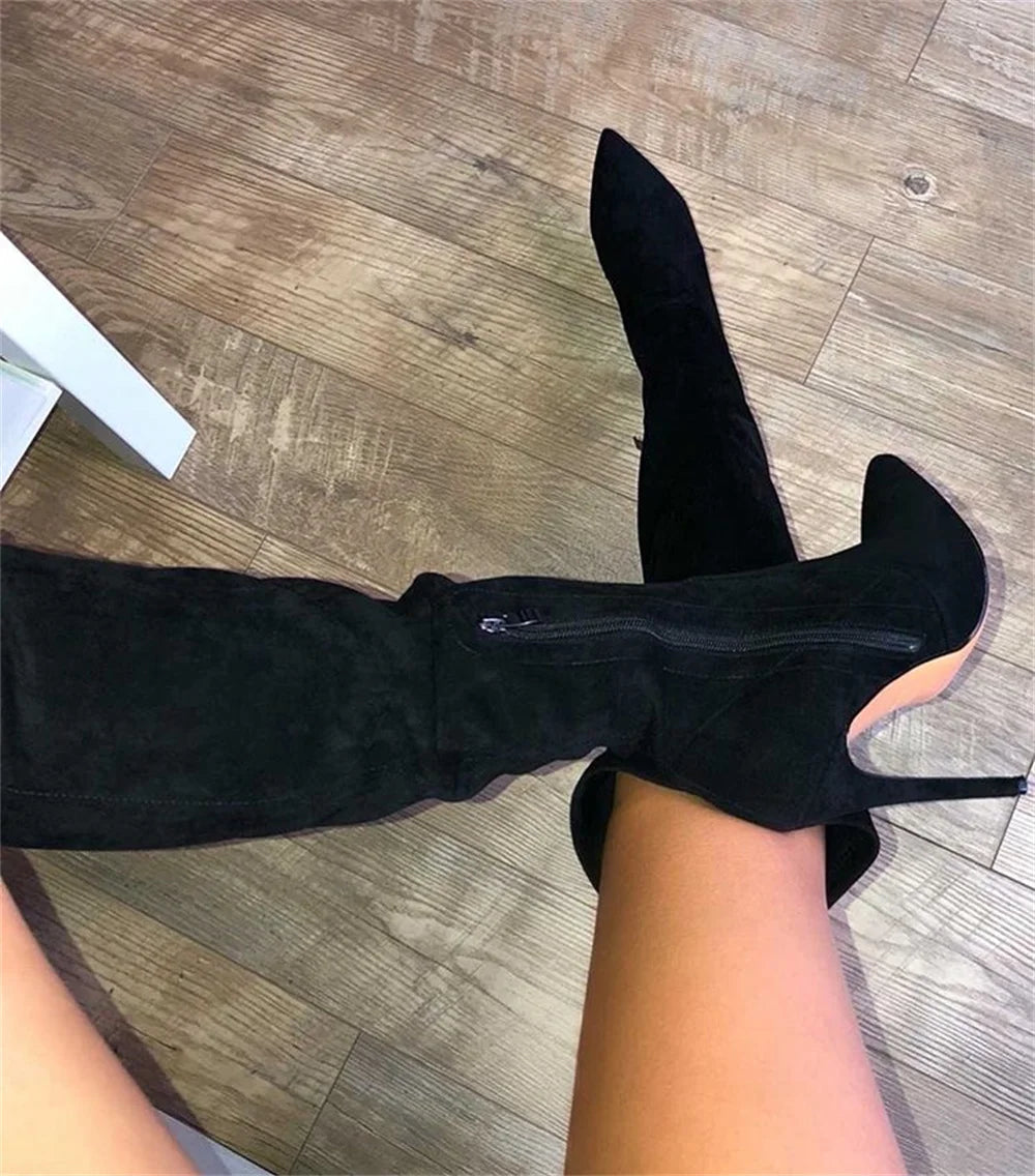 Premium Stretch Over-the-Knee Pointed Toe High Heel Boots